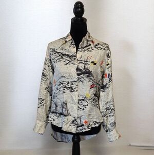 La Prestic Ouiston Brooks Silk Blouse Nettoy Age A Sec, Novelty Print